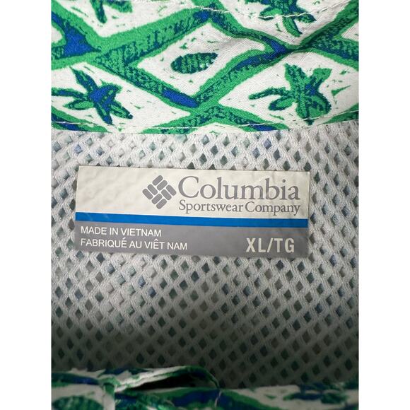 Columbia PFG Vacation Floral Palm Tree AOP Lightweight Shirt Green Blue Mens XL - Picture 3 of 8